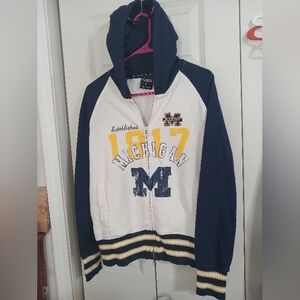 MENS Navy and White Michigan Hoodie